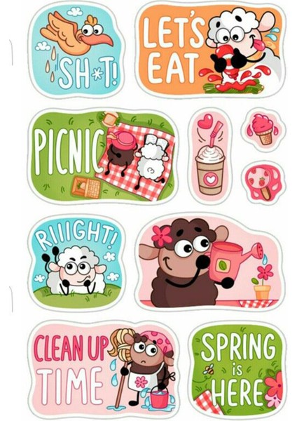 Komik Koyun Sticker Telefon Laptop Notebook Tablet Defter Matara Stiker Etiket ST1114