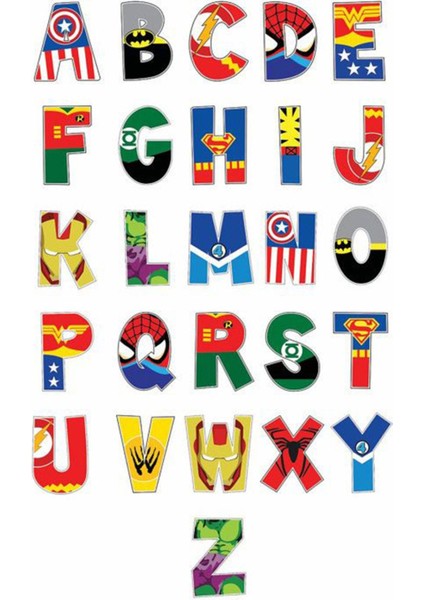 Marvel Harfler Sticker Telefon Laptop Notebook Tablet Defter Matara Stiker Etiket ST869