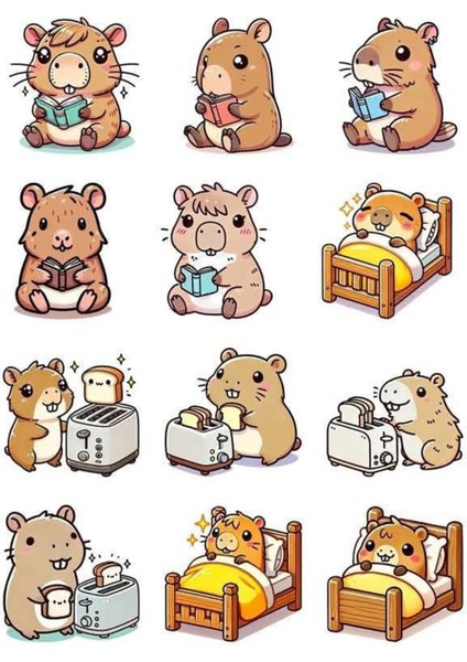 Capybara Sticker Telefon Laptop Notebook Tablet Defter Matara Stiker Etiket ST1708