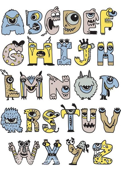 Canavar Harfler Sticker Telefon Laptop Notebook Tablet Defter Matara Stiker Etiket ST831