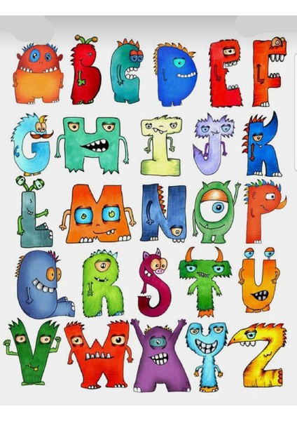 Canavar Harfler Sticker Telefon Laptop Notebook Tablet Defter Matara Stiker Etiket ST943