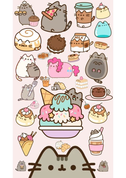Kedi Sticker Telefon Laptop Notebook Tablet Defter Matara Stiker Etiket ST1188