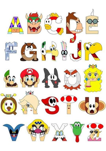 Super Maryo Harf Sticker Telefon Laptop Notebook Tablet Defter Matara Stiker Etiket ST806