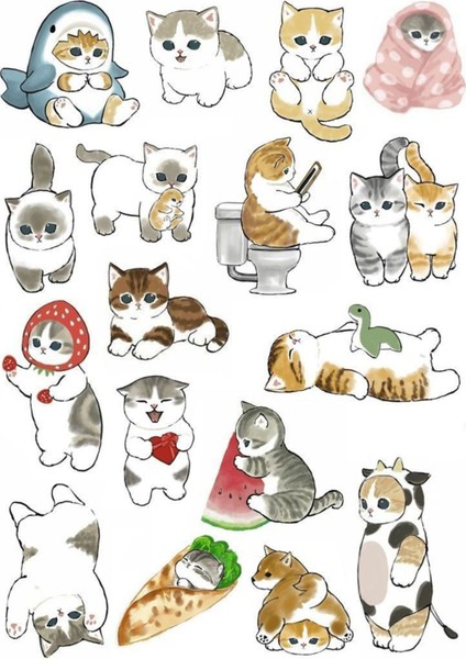 Kedi Sticker Telefon Laptop Notebook Tablet Defter Matara Stiker Etiket ST1118