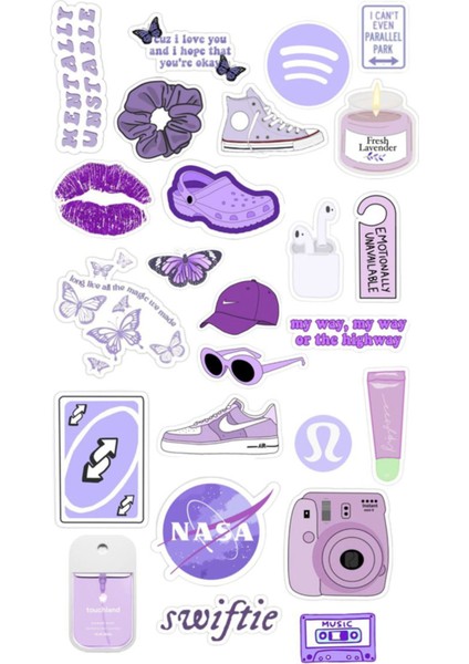 Popüler Mor Sticker Telefon Laptop Notebook Tablet Defter Matara Stiker Etiket ST1278