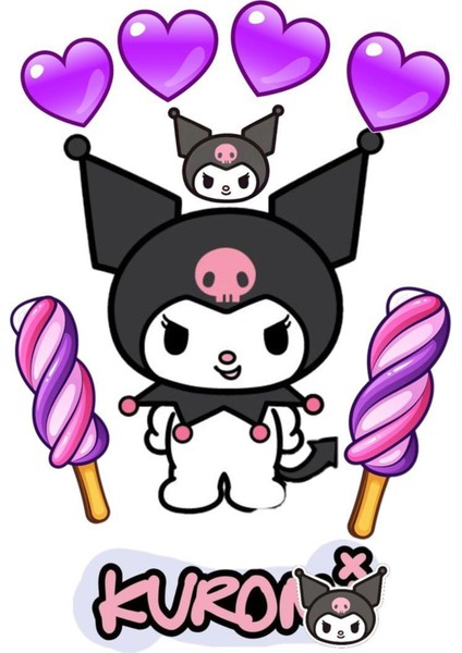 Kuromi Sticker Telefon Laptop Notebook Tablet Defter Matara Stiker Etiket ST1555