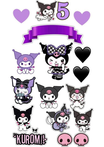 Kuromi Sticker Telefon Laptop Notebook Tablet Defter Matara Stiker Etiket ST608