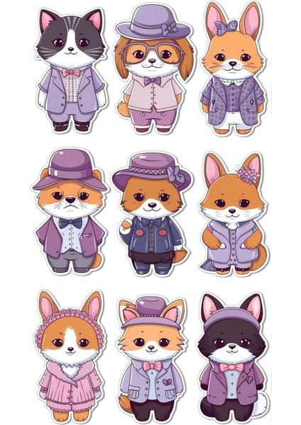 Sevimli Hayvanlar Sticker Telefon Laptop Notebook Tablet Defter Matara Stiker Etiket ST936
