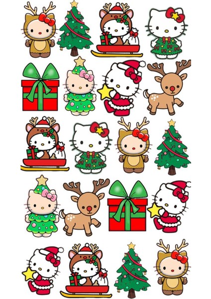 Hello Kitty Noel Sticker Telefon Laptop Notebook Tablet Defter Matara Stiker Etiket ST989