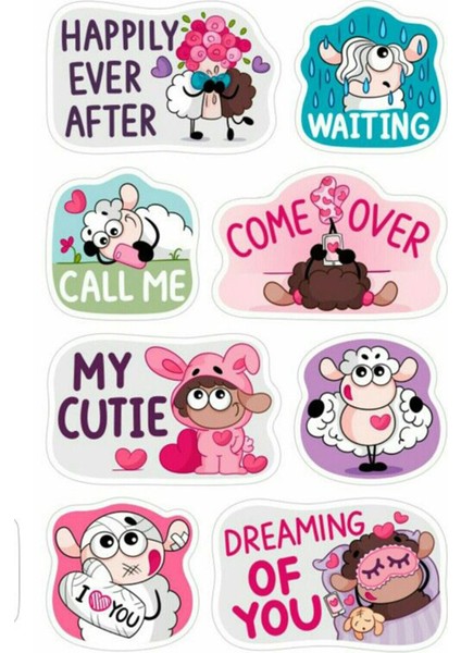 Komik Koyun Sticker Telefon Laptop Notebook Tablet Defter Matara Stiker Etiket ST1098