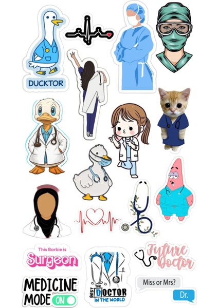 Tıp Doktor Hemşire Sticker Telefon Laptop Notebook Tablet Defter Matara Stiker Etiket ST1750