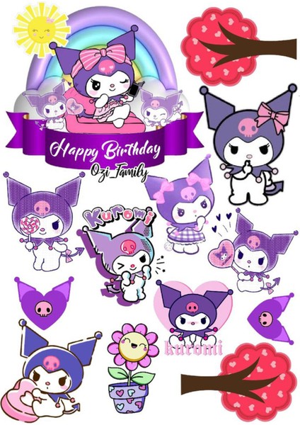 Kuromi Sticker Telefon Laptop Notebook Tablet Defter Matara Stiker Etiket ST639