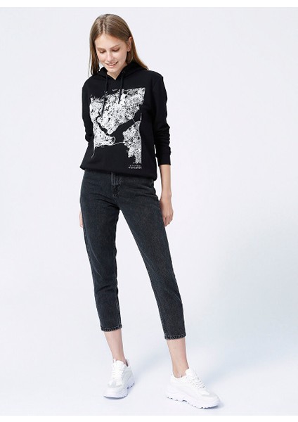 Yüksek Bel Regular Fit Antrasit Kadın Denim Pantolon K-Rıko