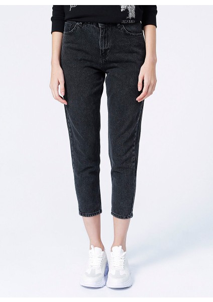 Yüksek Bel Regular Fit Antrasit Kadın Denim Pantolon K-Rıko fiyatları