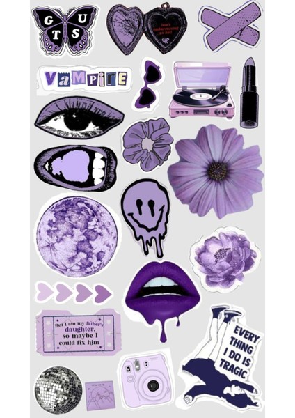 Popüler Mor Sticker Telefon Laptop Notebook Tablet Defter Matara Stiker Etiket ST1345