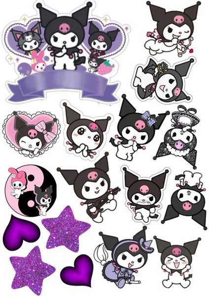 Kuromi Sticker Telefon Laptop Notebook Tablet Defter Matara Stiker Etiket ST635