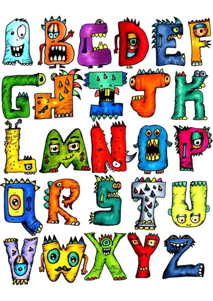 Canavar Harfler Sticker Telefon Laptop Notebook Tablet Defter Matara Stiker Etiket ST840