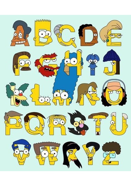 Simpsons Harfler Sticker Telefon Laptop Notebook Tablet Defter Matara Stiker Etiket ST932