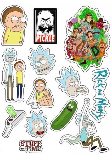 Rick And Morty Sticker Telefon Laptop Notebook Tablet Defter Matara Stiker Etiket ST235