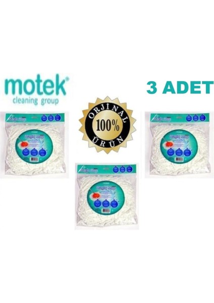 Uyumlu 3'lü Yedek Püskül Mop Başlığı, Pratik ve Kullanışlı Temizleme Seti