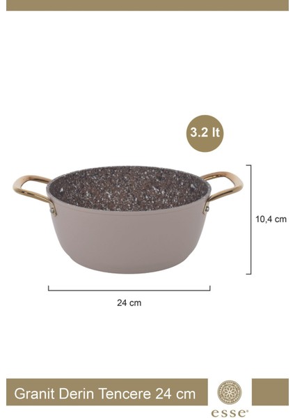 24 cm Krem Granit Yapışmaz Derin Tencere Kapaksız fiyatları