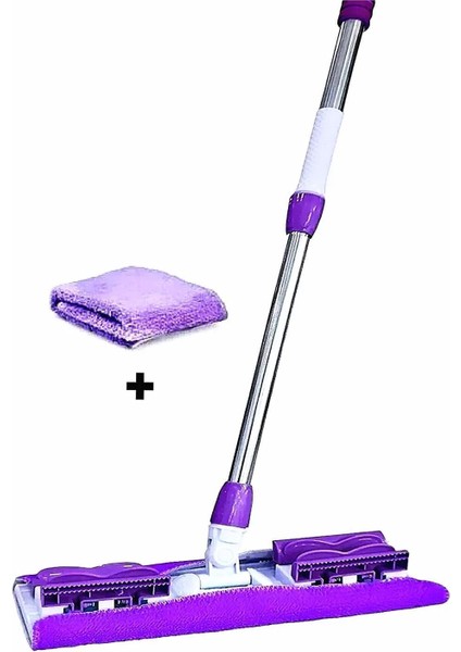 Mor Kıskaçlı Mikrofiber Cam ve Yüzey Temizleme Mopu (Yedek Bezli)