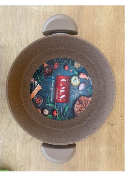 28 cm Granit Cam Kapaklı Karnıyarık Tencere, Dayanıklı ve Şık Mutfak Ürünü