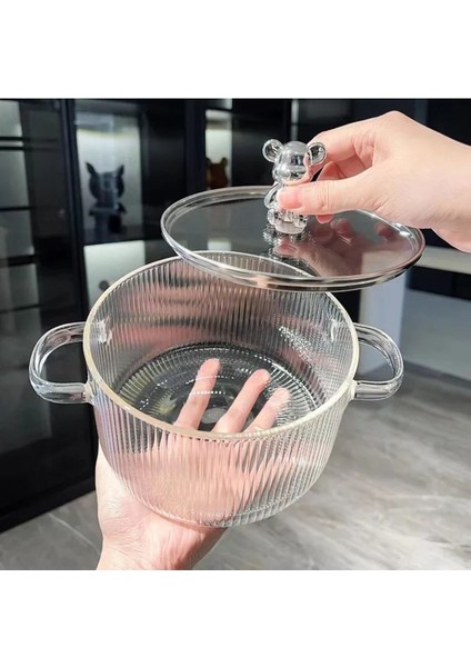 Turuncu 1,5l Isıya Dayanıklı Borosilikat Cam Tencere Mutfak Pişirme