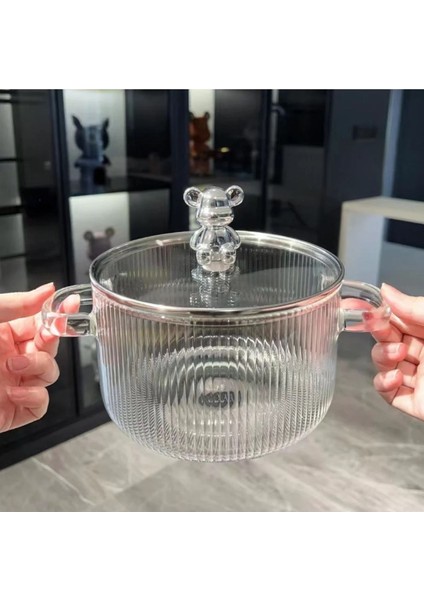 Turuncu 1,5l Isıya Dayanıklı Borosilikat Cam Tencere Mutfak Pişirme