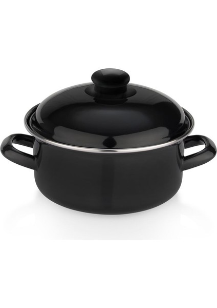 Emaye Tencere 18 Cm, Sakla ve Pişir, Şık ve Dayanıklı, Siyah Renk fiyatları