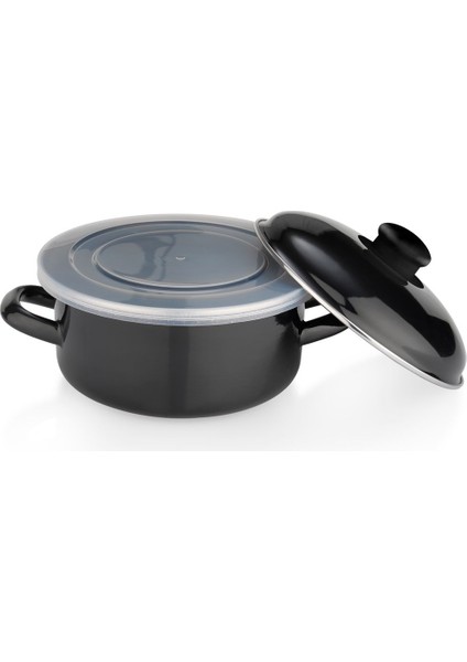 Emaye Tencere 18 Cm, Sakla ve Pişir, Şık ve Dayanıklı, Siyah Renk modelleri