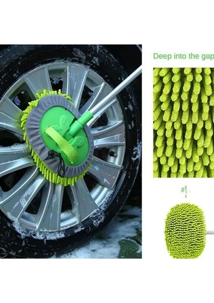 Teleskopik Sopalı Oto Yıkama Mopu, Yedek Bezli, Pratik ve Kullanışlı Araç Temizleme Aracı