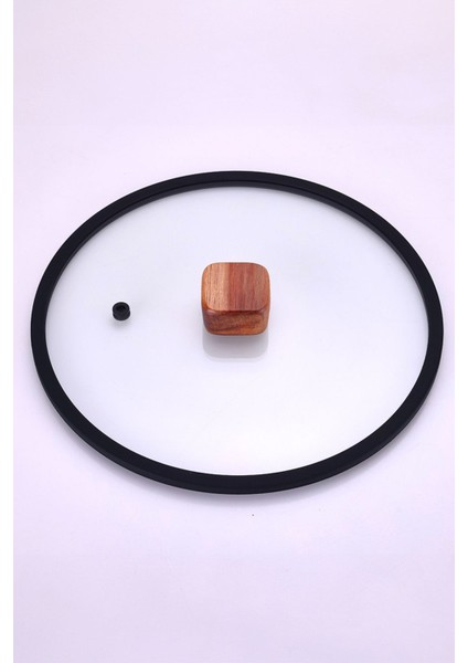 24CM Düz Silikon Çerçeveli Cam Kapak Siyah, Şık ve Dayanıklı Mutfak Ürünü