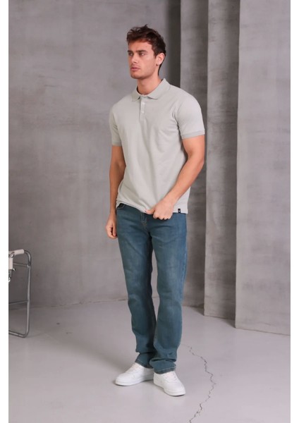 Erkek Slim Fit Pamuklu Yumuşak Doku Nefes Alan Kumaş Yakalı Tişört