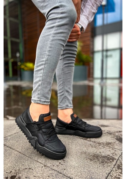 J067 Warrem Ortopedik Taban Günlük Cilt Erkek Sneaker Spor Ayakkabı Cst Siyah modelleri