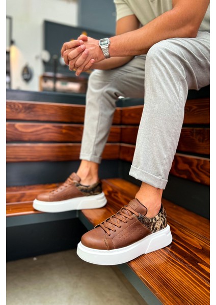 J145 Sauerbergg Ortopedik Taban Günlük Cilt Erkek Sneaker Spor Ayakkabı Cbt Taba