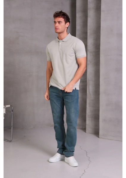 Erkek Slim Fit Pamuklu Yumuşak Doku Nefes Alan Kumaş Yakalı Tişört
