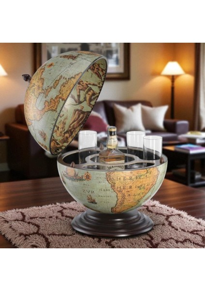 Retro Dünya Bar – Küçük Boy Dekoratif Mini Bar – 40x40x50 cm-JZ16BV– Dekoratif Obje ve Koleksiyonluk Model