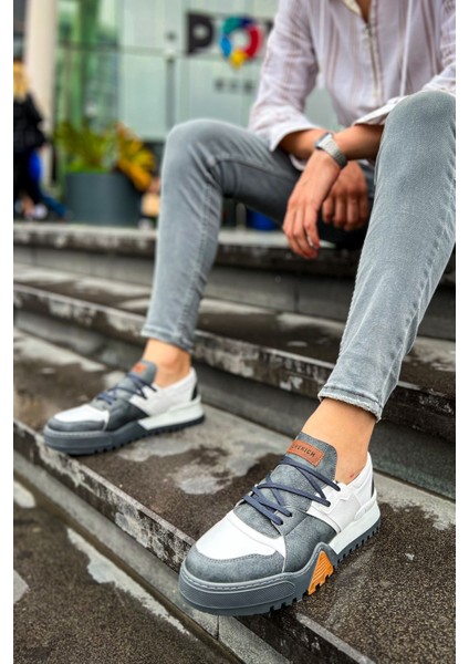 J067 Warrem Ortopedik Taban Günlük Cilt Erkek Sneaker Spor Ayakkabı Cabt Antrasit/beyaz
