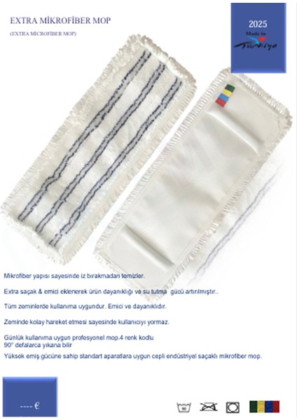 40CM Mikrofiber Saçaklı Mop Yedek Beyaz, Temizlik Için Kaliteli ve Pratik Çözüm