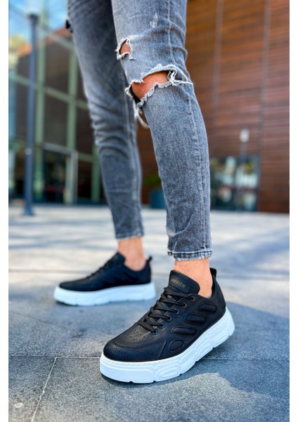 J105 Cronus Ortopedik Taban Günlük Cilt Erkek Sneaker Spor Ayakkabı Cbt Siyah