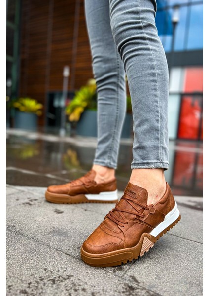 J067 Warrem Ortopedik Taban Günlük Cilt Erkek Sneaker Spor Ayakkabı Cbtt Taba