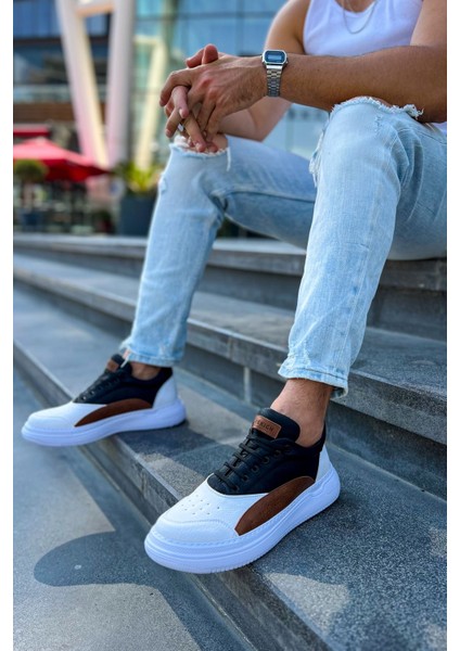 J115 Literide Ortopedik Taban Günlük Cilt Erkek Sneaker Spor Ayakkabı Cbt Beyaz/taba/siyah fiyatları