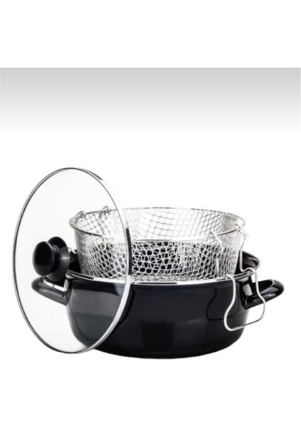 24 cm Emaye Cam Kapaklı, Yanmaz, Yapışmaz, Çizilmez, Lüks Kızartma Tencere fiyatları