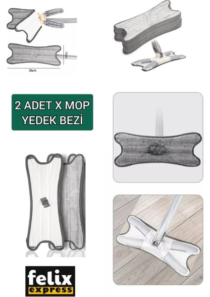 Mikrofiber Yedek Bezleri, 2'li Paket, Temizlik Için Uygun