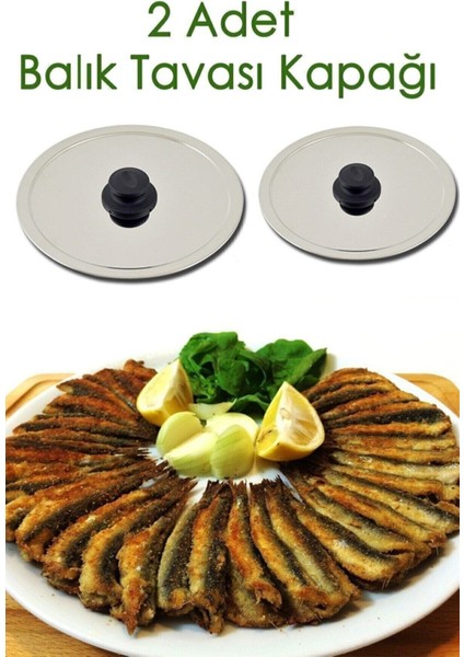 Gri 28 cm Balık Tava Kapak, 2'li Set, Dayanıklı ve Şık Tasarım