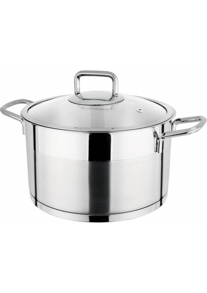 18 cm Metal Kulplu Parlak Gümüş Derin Tencere, Dayanıklı ve Şık Tasarım