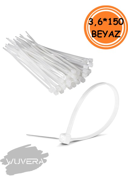 3,6 x 150 mm Beyaz Cırt Kelepçe – Pratik ve Güvenli Sabitleme Çözümü