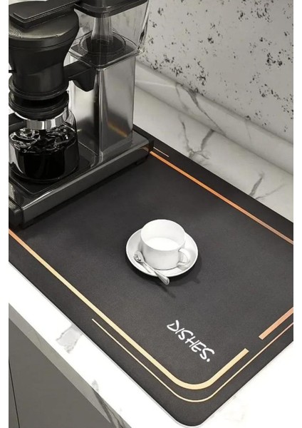 Siyah Süper Emici Tezgah Üstü Bulaşık Kurutma Matı