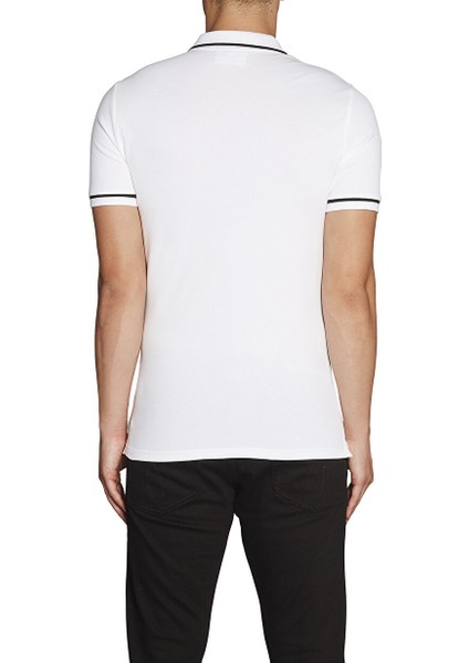 Polo Dar Düz Erkek Beyaz Polo T-Shirt J30J315603-YAF Tıppıng Slım Polo fiyatları